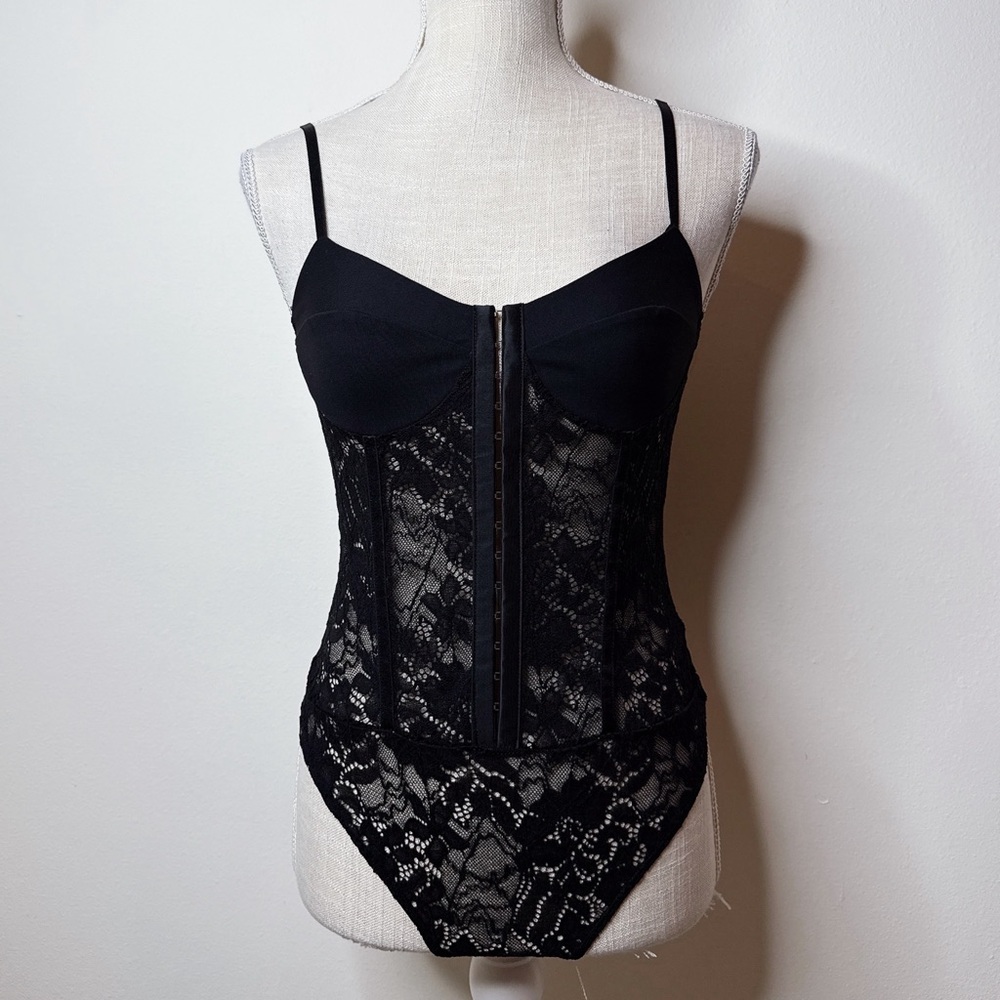 NWT Free People Lace Night Rhythm Corset Bodysuit - Picture 2 of 5